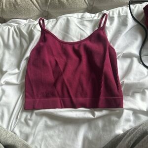 Wild Fable Burgundy Ribbed Crop Top
